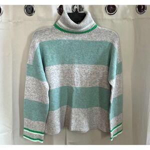 J Crew Sweater Medium Merino Wool Alpaca Blend Striped Preppy Cropped 16935x